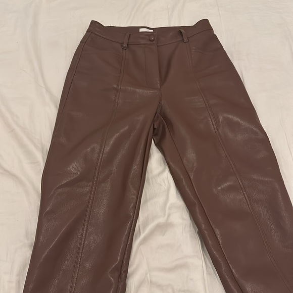 Aritzia Wilfred brown leather straight leg pants EUC - Picture 3 of 4